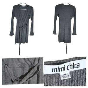 Mimi Chica Charcoal Wrap Midi Dress